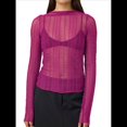 thumbnail image 2 of Camisetas de Larga Transparentes para Mujer, de Transparente, Ajustadas, con Ribete Festoneado, Blusas y Conjuntos Superiores Rosa Roja L, 2 of 9