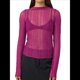 thumbnail image 2 of Camisetas de Larga Transparentes para Mujer, de Transparente, Ajustadas, con Ribete Festoneado, Blusas y Conjuntos Superiores Rosa Roja M, 2 of 9