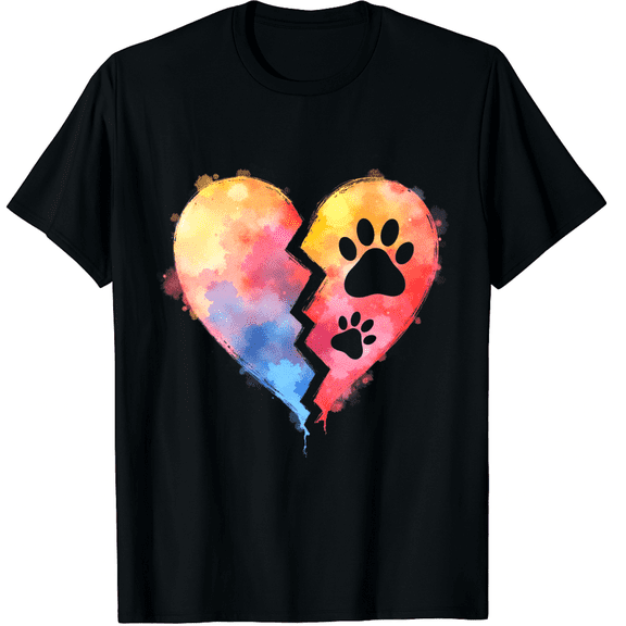 Dog Mom Dad Puppy Love Dogs Paw Print Heart Tie Dye Design Graphic Crew Neck Short Sleeve T-Shirts (Men's, Women's)