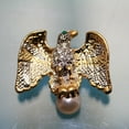 thumbnail image 3 of Rhinestone Gold Eagle Crystal Pearl Pin Small Dar Patriot Military USA Campaign Dar Brooch, 3 of 9