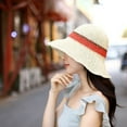 thumbnail image 3 of CoCopeanut Baru Fashion Sederhana Portabel Topi Pantai Musim Panas Wanita Kasual Panama Topi Wanita Merek Wanita Datar Brim Ikatan Simpul Jerami Topi Anak Perempuan topi Matahari, 3 of 6