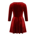 thumbnail image 5 of biudgviw Velvet Dresses for Women Soft Stretch 3/4 Sleeve Baggy Fall Mini Dress Fashion Round Neck Solid Color Party Dress, 5 of 6