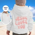 thumbnail image 2 of Byoo Hooded Sweatshirt for Toddler Girl Cozy Loose-Fit Hoodie with Jesus Loves You Letter Graphic Shirt Casual Outings Top, 2 of 4