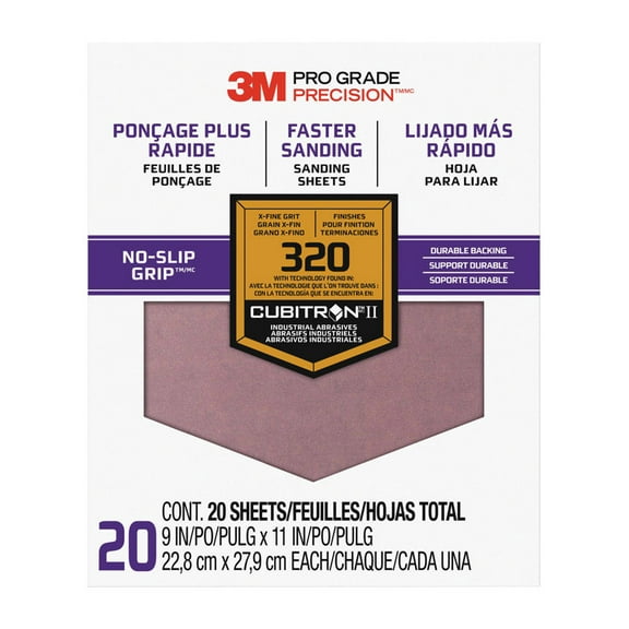 3M 26320CP-P-G 9" X 11" 320 Grit Professional Grade Sandpaper Pack of 20