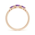 thumbnail image 2 of ANGARA Natural Floating Three Stone Amethyst Ring with Diamond Halo in 14K Rose Gold for Women (Size-5mm) | February Birthstone, Birthday, Anniversary, Jewelry Gift for Women | Natural Amethyst Ring, 2 of 9