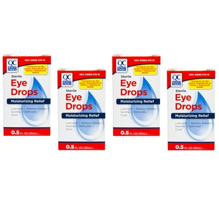 4 Pack Quality Choice Moisturizing Redness Reliever Eye Drops 0.5oz Each