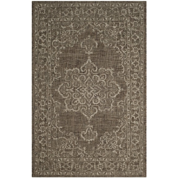 SAFAVIEH Courtyard Clodagh Medallion Indoor/Outdoor Area Rug, Brown/Beige, 2'7" x 5'