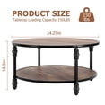 thumbnail image 6 of GymChoice Round Coffee Table for Living Room, Rustic Center Table with Storage Shelf, Wood Circle Coffee Table with Sturdy Metal Legs, 6 of 7
