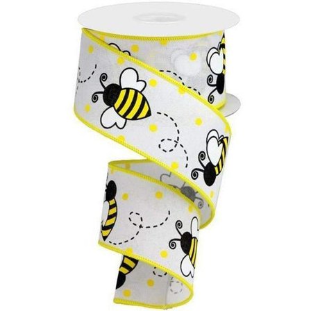 2.5" Bumblebee Royal Ribbon: White (10 Yards)
