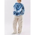 thumbnail image 2 of Women's Casual Tie Dye Sweatshirt Long Sleeve Crewneck Heart Print Tops Valentine 's Day Shirt, 2 of 7