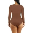 thumbnail image 2 of UAYOTSE Women's Long Sleeve Turtle Neck Bodysuits Tops Going Out Body Suits for Women Fashion Basic Leotards Jumpsuit,S Brown, 2 of 6