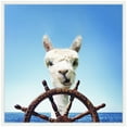 thumbnail image 5 of Kate and Laurel Sylvie Boat Animal Alpaca Framed Canvas Wall Art by The Creative Bunch Studio 22 x 22 White, Whimsical, Coastal Beach Llama Animal Art for Wall Decor, Living Room, Beach House, 5 of 8
