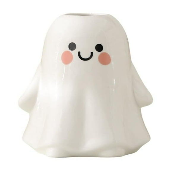 BinKFF Halloween Indoor Vase Decoration, White Flower Vase- Ceramic Vase for Decor, White vase for Flowers, Modern Vases for Living Room/Home Decor Accents/Entryway/Mantel/Bookshel