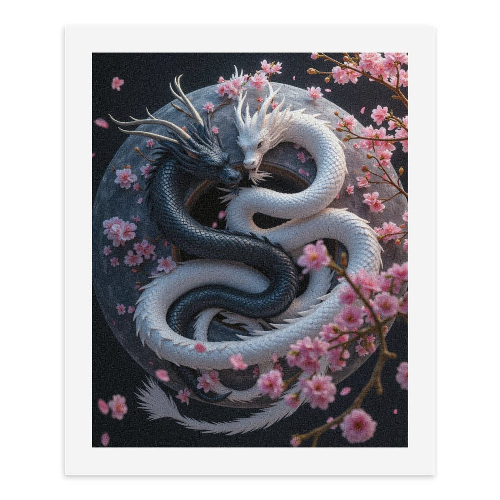 Paint By Numbers Kit for Adults Beginner - Yin Yang Dragons Cherry Blossoms DIY Canvas Painting Kits for Adults, Frameless Paint By Number for Adults for Home Wall Decor 16x20 Inch