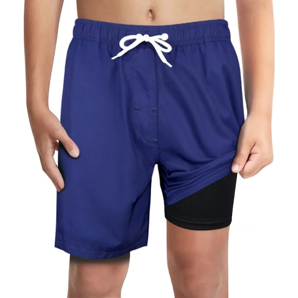 Bañador LUCOWEE para niños pequeños con forro bóxer 5T, azul marino ...