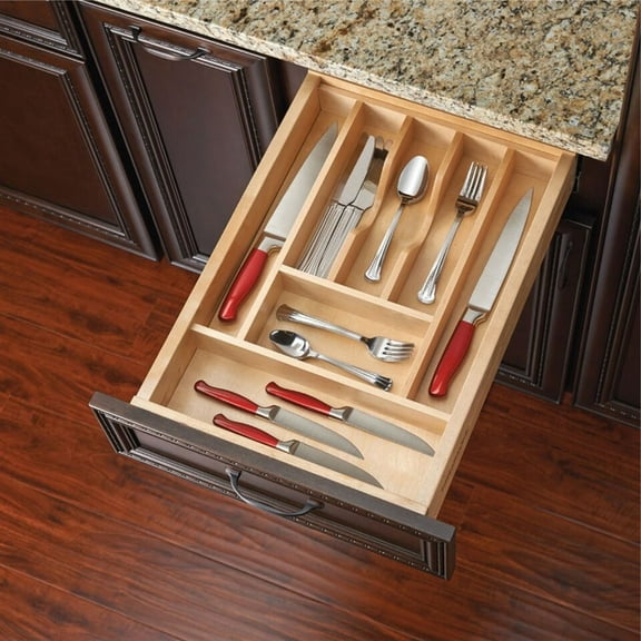 4WCT-1 Cut-To-Size Cutler Drawer Insert Wood Kitchen Utensil Organizer, Maple Finish by Rev-A-Shelf