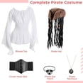 thumbnail image 4 of Disfraz de Pirata para Mujer de 5 Piezas, Blusa Medieval con Hombros Descubiertos y cinturón de corsé, Collar con Parche en el Ojo con Sombrero de Pirata, Disfraz de Camisa Renacentista para Cosplay d, 4 of 7