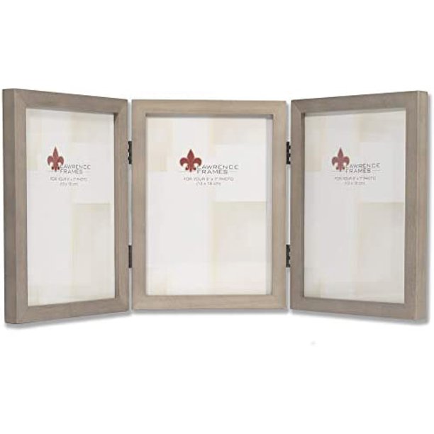 Lawrence Frames 5X7 Hinged Triple Gray Wood Gallery Collection Picture