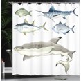 thumbnail image 4 of Ambesonne Fish Shower Curtain, Collage of Aquatic Animal, 69"Wx75"L, Grey and Grey, 4 of 5