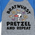 thumbnail image 3 of Peanuts - Bratwurst Pretzel And Repeat Snoopy - Toddler & Youth Raglan Graphic T-Shirt, 3 of 5