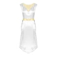 thumbnail image 5 of iiniim Women Metallic Lyrical Dance Dress Lace-Up Sides Split Tunics Dancewear White XXL, 5 of 7