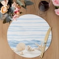 thumbnail image 3 of Nautical Coastal Round 15 Inch Placemats Set of 8, Ocean Starfish Shells Conch Waves Watercolor HeatResistant Non Slip Place Mats for Dining Table, Wipeable Kitchen Table Mats for Housewarming, 3 of 9