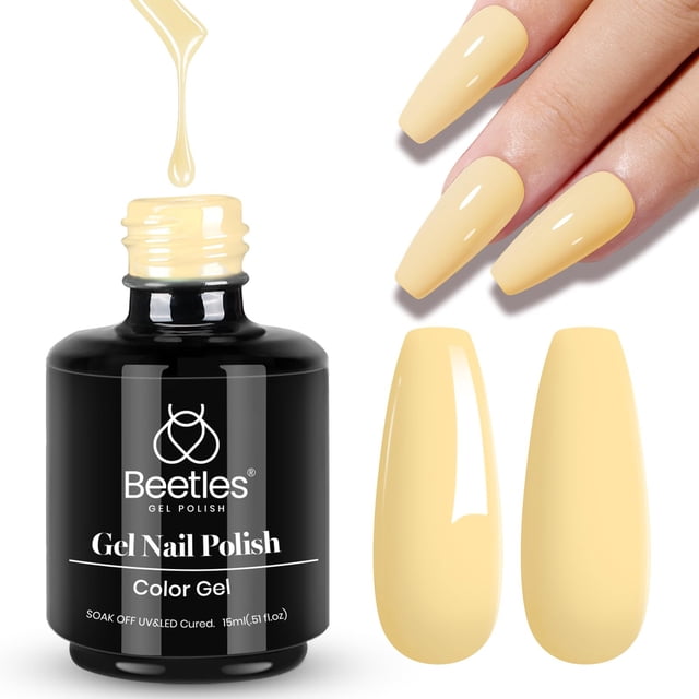 Esmalte de uñas Beetles Pastel Gel, 15 ml, crema de gasa y limón, color amarillo