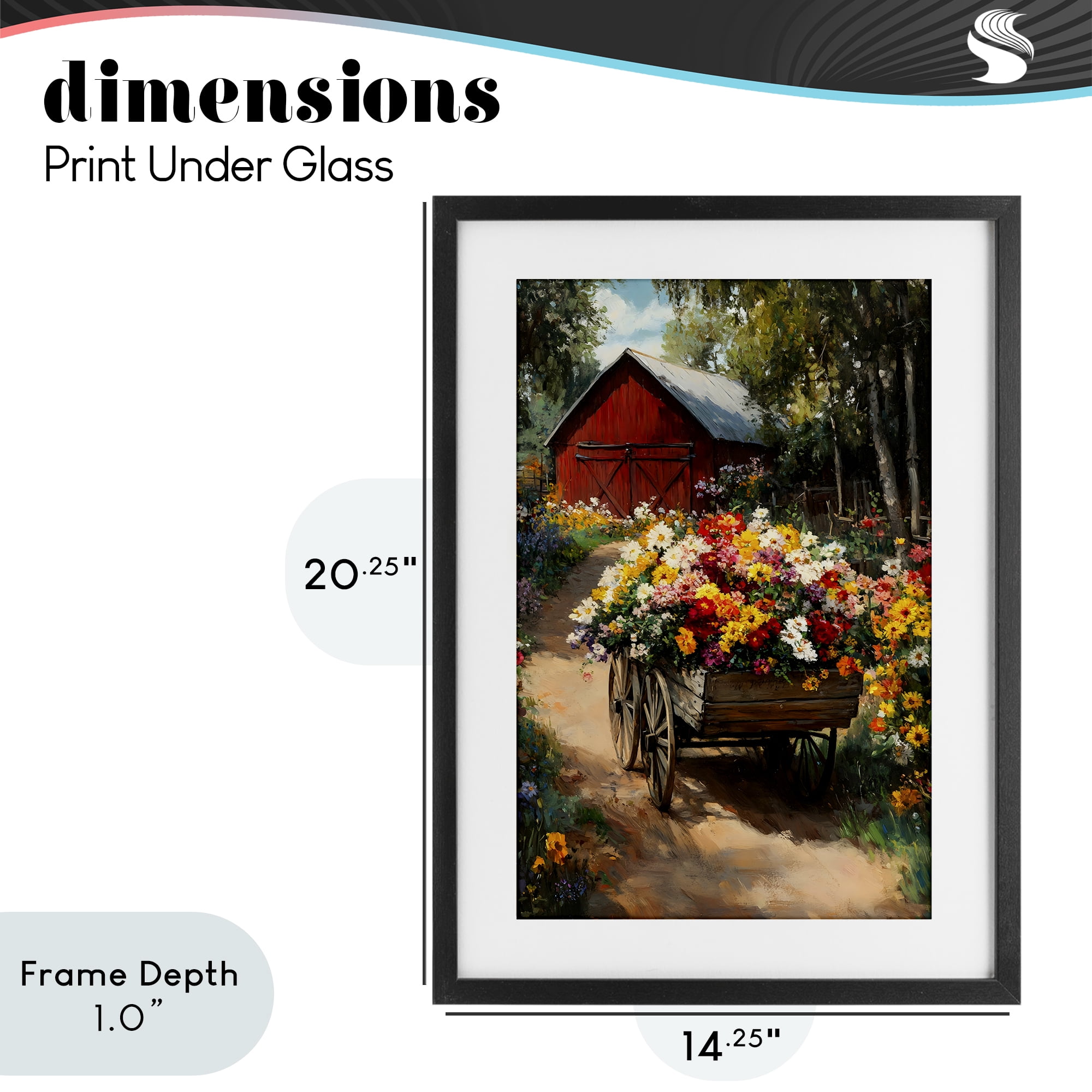 Stupell Industries Floral Wagon in Summer Garden Black Framed Print Under Glass, design by Franklyn Gregory