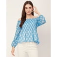 thumbnail image 2 of Moomaya Printed Off-Shoulder Tops, Womens Smocked Full Sleeve Casual Vacation Top, 2 of 9