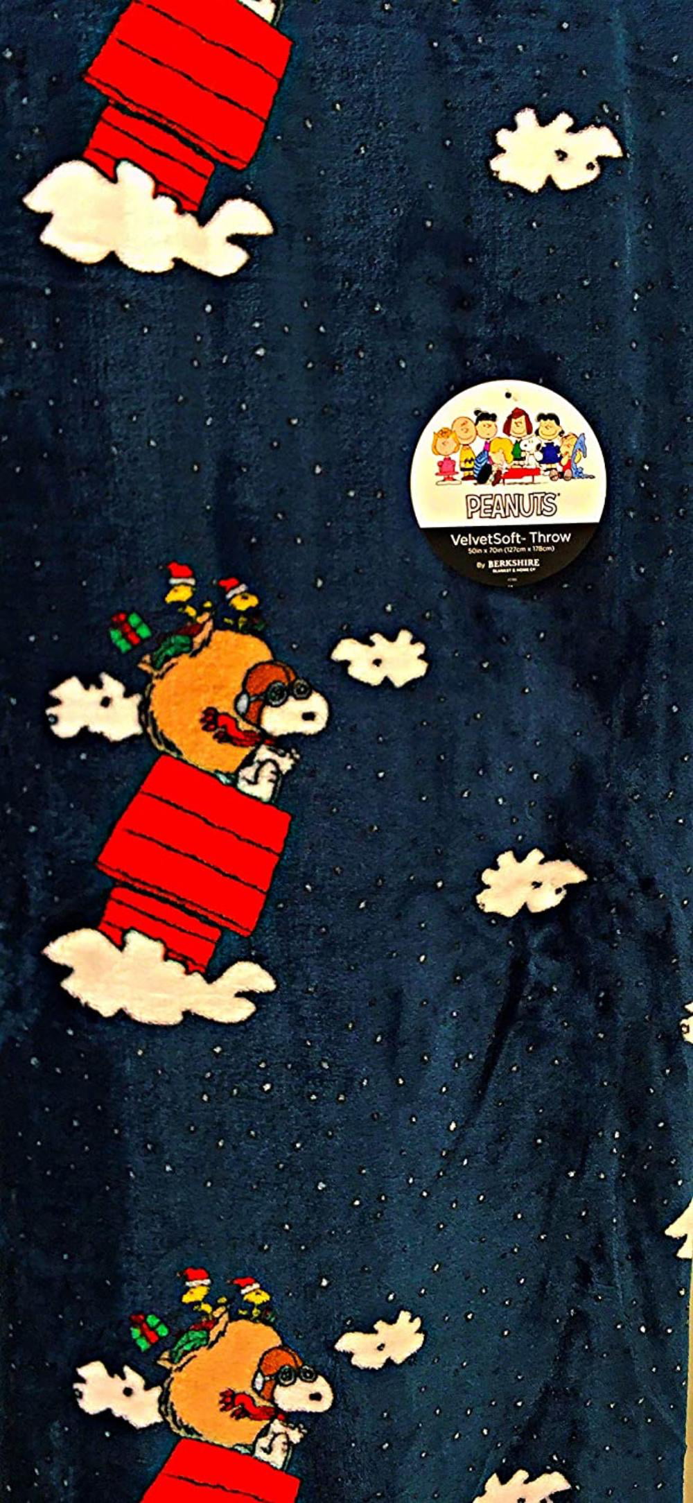 Peanuts Snoopy Christmas Tree Berkshire Blanket VelvetSoft Throw Red Black Plaid 