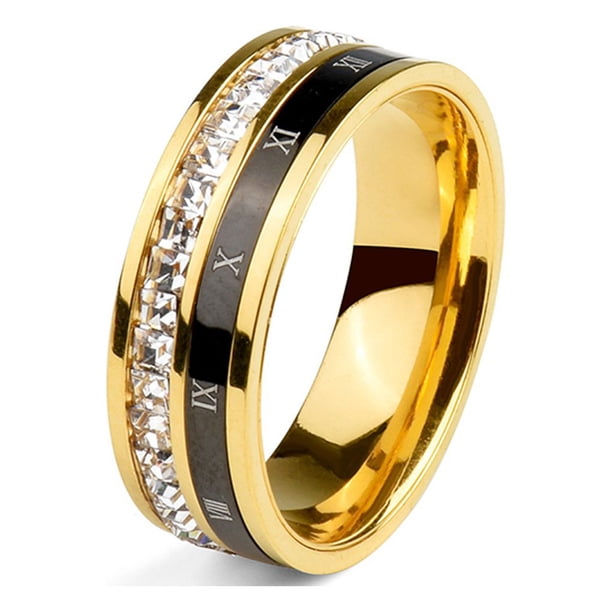 Anillo de titanio Sonducket con números romanos Dorado 8