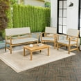 thumbnail image 2 of Barclay 4-Piece Modern Coastal Acacia Wood Conversation Outdoor Patio Set with Cushions, Light Gray/Teak Brown, 2 of 6