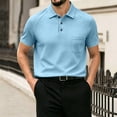 thumbnail image 5 of Mens Casual Polo Shirt Summer Short Sleeve Waffle Shirt Classic Collared Golf Polo Shirt Sky Blue XL, 5 of 5