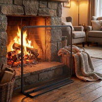 Olurrisa Fireplace Screen with Sliding Doors, 38" x 33" Iron Fire Spark Guard Fire Place Gate Protector for Living Room, Children and Pet Safety