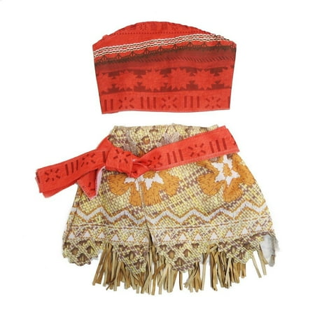 Girls 2 Piece Dress - Wenchoice Girls Orange Tan Moana Inspired 2 Piece Dress