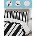 thumbnail image 4 of Quilts Twin Size Bedding Set, Black Striped Lightweight Quilted Comforter, Blue Geometric Line Stripes Farmhouse Soft Reversible Bedspread Coverlet with Pillow Covers for All Season, 68" x 86", 4 of 7