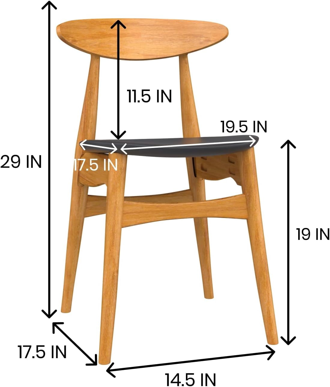 Fohfurniture Restaurant Dining Chairs Set of 2, Modern Kitchen Chairs, Oak Solid Wood Chair with Curved Backrest & Leather Cushion, Kitchen & Dining Room Chairs for Living Dining (Natural Oak)
