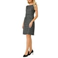 thumbnail image 4 of INSPIRE CHIC Women's Sleeveless Tweed Dress Boat Neck Work Office Sheath Dresses XL Black, 4 of 5