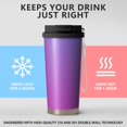 thumbnail image 2 of 18oz Travel Coffee Mug, 316 Stainless Steel Vacuum Insulated Tumbler with 2-in-1 Straw Lid & Strap, Color Gradient Print, 2 of 6