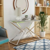 Stola Glass Top Sofa Table, Chrome