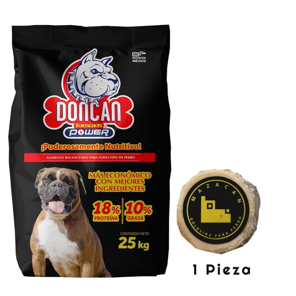 Don Can Fortachon Power 25 kg + Mazacan Para Perro 1 pza
