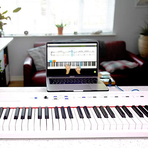 Alesis Recital – 88 Key Digital Piano Keyboard with Semi Weighted Keys,  2x20W Speakers, 5 Voices, Split, Layer and Lesson Mode, FX and Piano Lessons