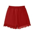 thumbnail image 5 of ZACPNCV Summer Shorts for Girls Elastic Waist Drawstring Lace Trim Pleated Beach Shorts Comfy Loose Lightweight Casual Shorts Red 7-8 Years, 5 of 7