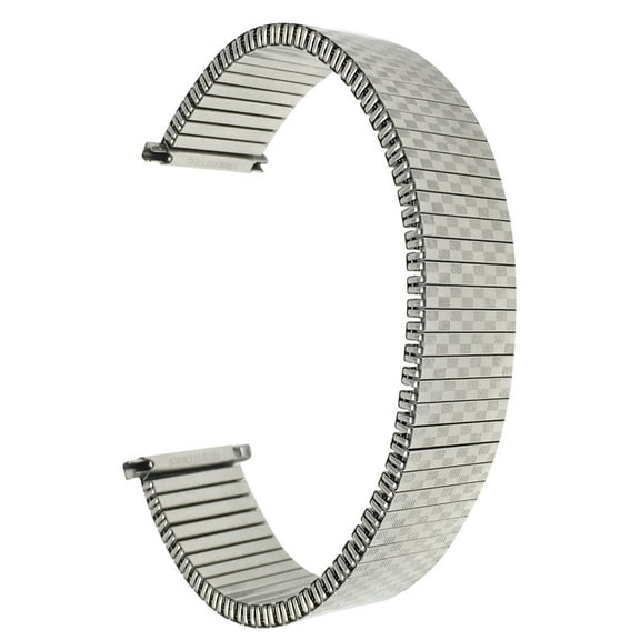 Bandini 21mm Silver Tone Stainless Steel Stretch Watch Strap for Men, Straight End, Metal Expansion Watch Band, No Buckle