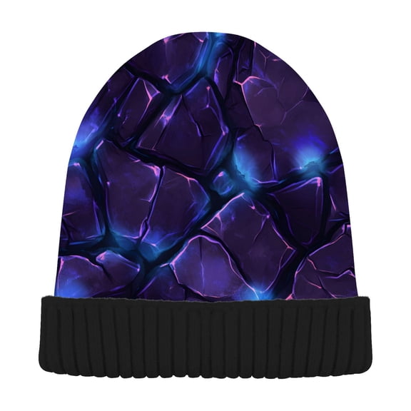 joogoo Texture Stone Purple Beanie Hats Cuffed Winter Warm Knit Thick Beanies