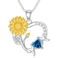 thumbnail image 2 of SISGEM Sunflower Necklaces for Mom 925 Sterling Silver Sunflower Birthstone Heart Necklaces I Love You Mom Suit Birthday Mother's Day Gifts for Women, 2 of 8