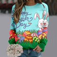 thumbnail image 2 of WEAIXIMIUNG Chandail en Molleton pour Femmes Col Rond Imprimé de Pâques Col Rond Pull Manches Longues Blouse Ample, 2 of 7