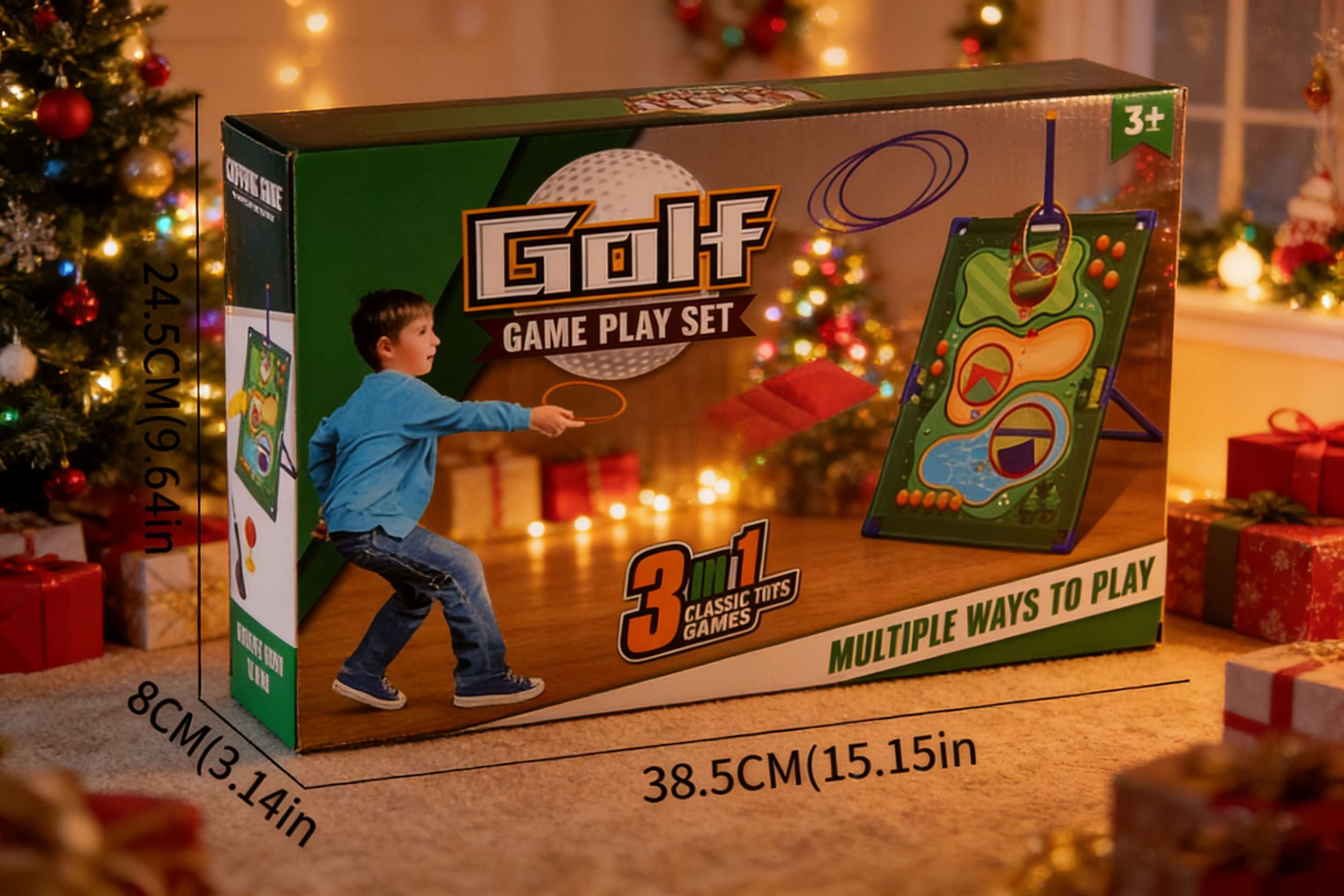 Kids Golf Yard Game,Golf Chipping Game, Cornhole Game, Ring Toss Game - 3 Set in 1 Game Kit with Chipping Mat and Stand for Adults Kids, Chip Sticky Practice Indoor Outdoor