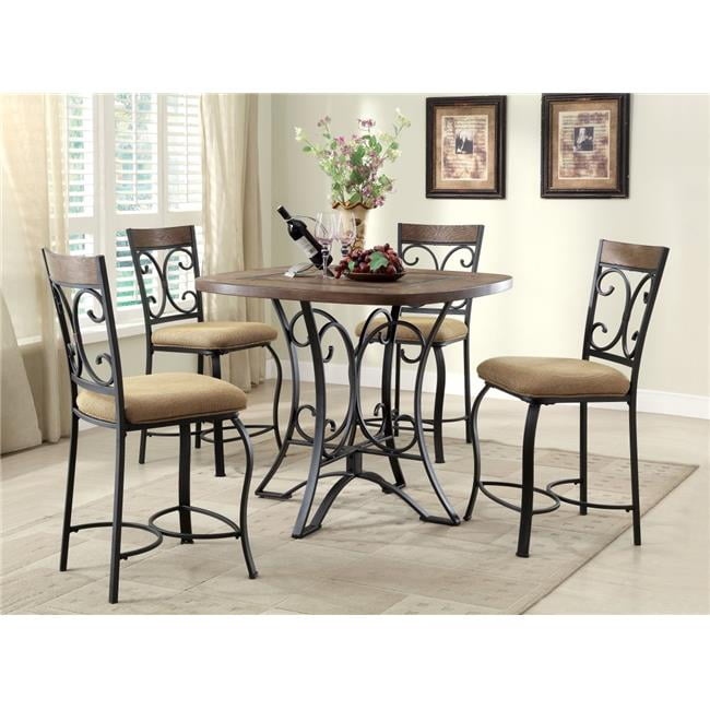 Benzara BM194427 Metal Counter Height Table with Slate Inserted Wooden