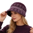 thumbnail image 4 of HJYCHN Winter Hats for Women for Moms Warm Lined Knit Wool Hat Ladies Winter Beanie for Cold Weather Womens Winter Hat Dark Purple One Size, 4 of 4